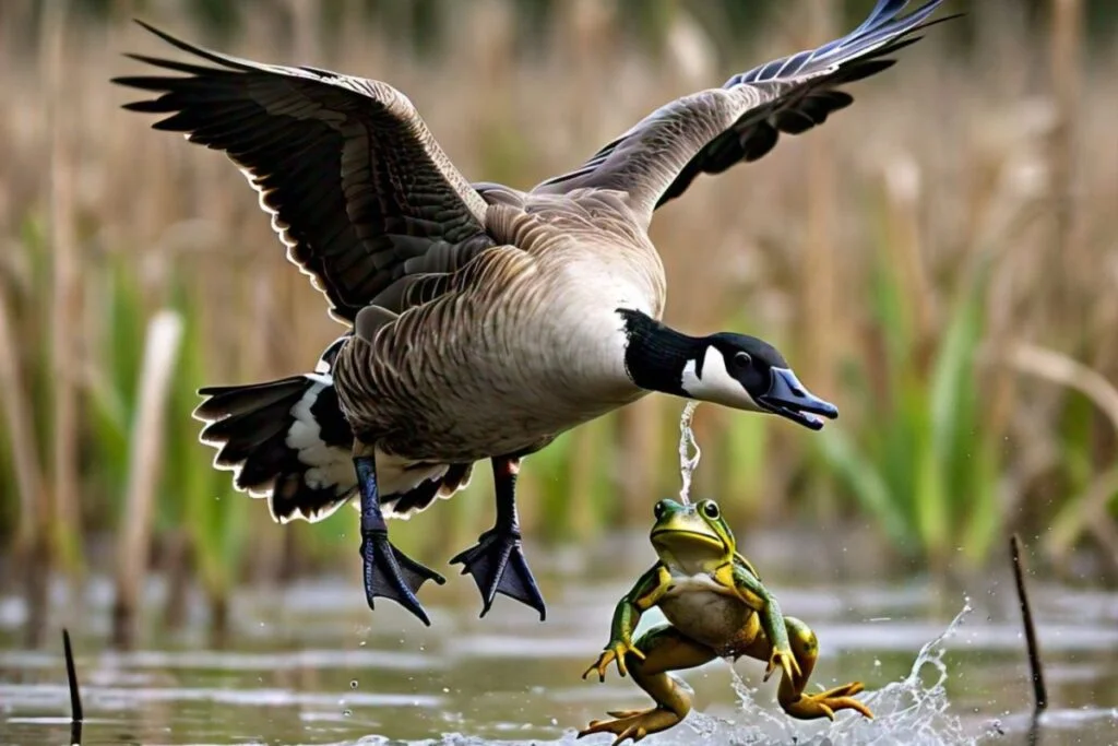 How geese prey on frog