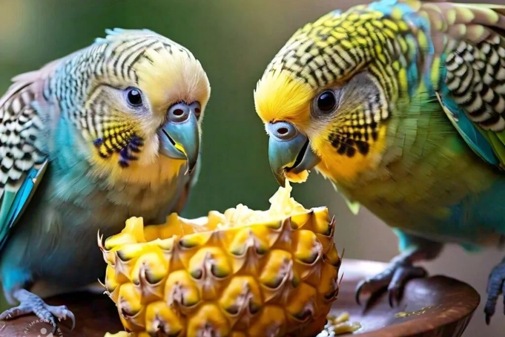 Budgies Eat Pineapple Skin