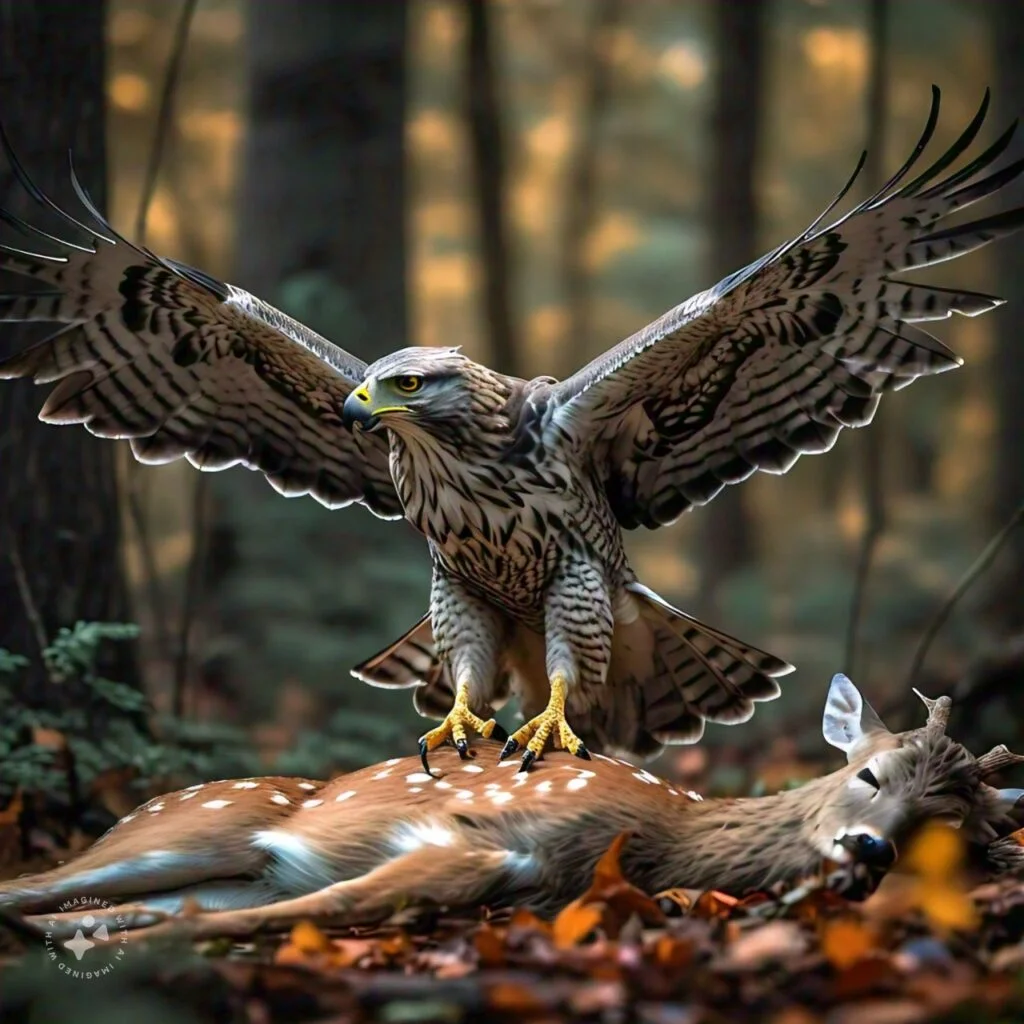 Hawk Picking Up A Deer